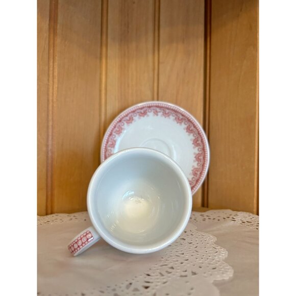 Vintage Jackson China Red Pattern Demitasse Cup Saucer Set Restaurant Teacup Ret - Picture 7 of 10